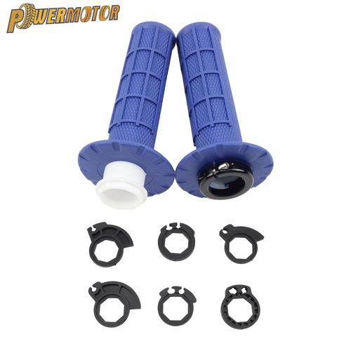 파란색 7/8인치 22mm 범용 오토바이 그립 스냅온 캠 핸드 그립 (KTM CRF SXF EXC 야마하 혼다 가와사키 스즈키 모토크로스 더트 바이크 용), 1세트, 파란색