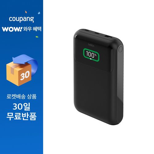 벨킨 부스트차지 프로 3포트 노트북용 65W 고속 충전 대용량 보조배터리 20K 20000mAh, BPB020btBK, 블랙