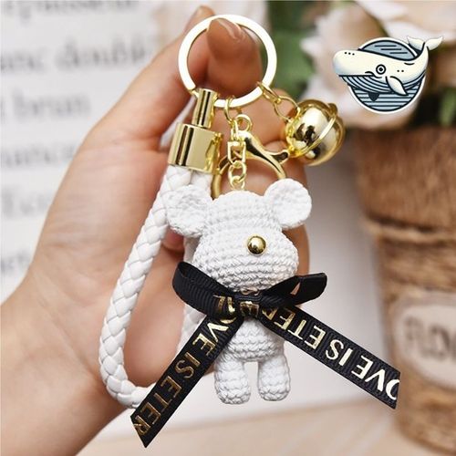 귀여운 곰 인형 자동차 키링 고리 미니 화이트 인형키링 자동차키링 가방키링 곰돌이키링