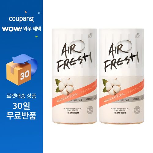 에어후레쉬 크리스탈워터 화장실용 탈취제 본품, 400ml, 2개, 화이트코튼향