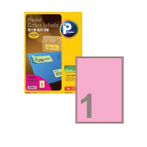 프린텍 파스텔 컬러 라벨지 연분홍 V3865-20