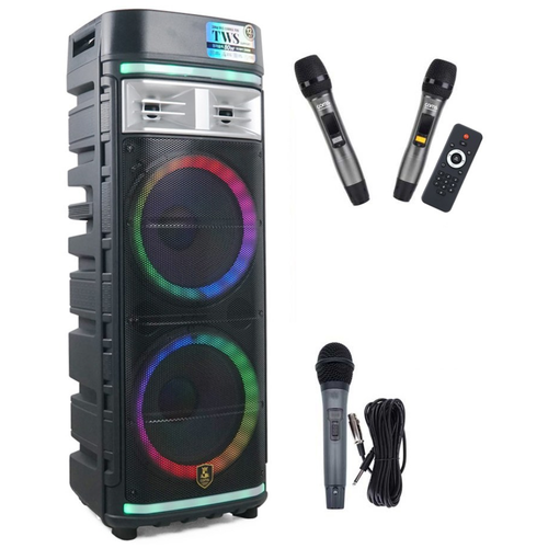 컴스 TWS LED 파티박스 스피커 이동식 UHF 블루투스 버스킹 노래방 앰프, CR500S2, 혼합색상