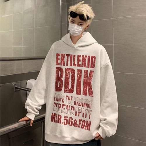 제이티엘 빅레터링 스트릿 패션 루즈핏 후드 티셔츠