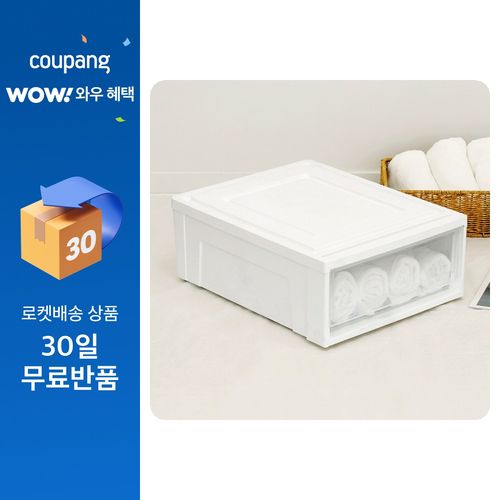 코멧 국내생산 폭 넓은 클리어 시스템 수납장 슬림서랍, 화이트, 1개