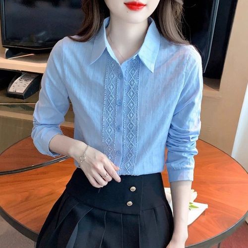JLVJ 여성용 봄가을 긴팔 셔츠 오피스룩 셔츠 여성 블라우스