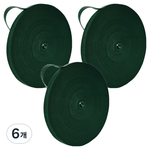 스코라 식물용 찍찍이 타이 테이프 다크 그린 12mm x 5m, 6개