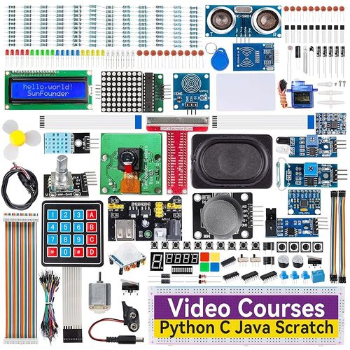 SunFounder Raspberry Pi 용 스타터 키트 궁극적 인 버전, 라즈베리 파이 5 4B 3B+ 400용, Python C Java Scratch Node.js, 온라인