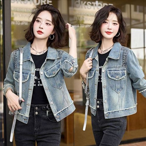 Beelski 여성용 봄 가을 데님 재킷 레트로 스타일 캐주얼 청자켓 진주 장식 포켓 디테일
