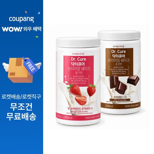 1+1 닥터큐어 식사대용 단백질 쉐이크 다이어트쉐이크 초코딸기세트, 초코+딸기, 2개, 600g
