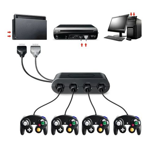 게임큐브 GC 컨트롤러용 게임 컨버터, 닌텐도 스위치 NGC, Wii u, PC 스타 파이팅 지지대 USB 어댑터, 4 포