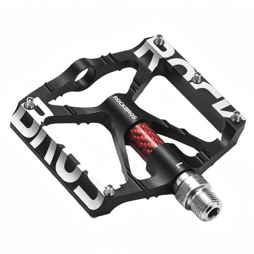 락브로스 자전거 프로 CNC 알루미늄 평페달 경량 넓은 광폭 미끄럼방지 페달, 1개, BLK-R