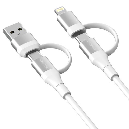아이리버 C타입/USB A-C타입/라이트닝8핀 4in1 멀티 60W PD 고속충전 케이블 ISD-CL150CA, 1개, 혼합색상, 1.5m
