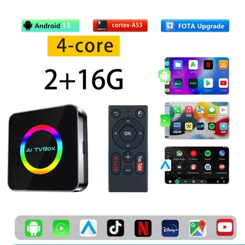 3in1 AI 박스 4G (애플 안드로이드 오토 무선 카플레이 어댑터, 넷플릭스 유튜브 4K 지원, 13, 8+128G WIFI