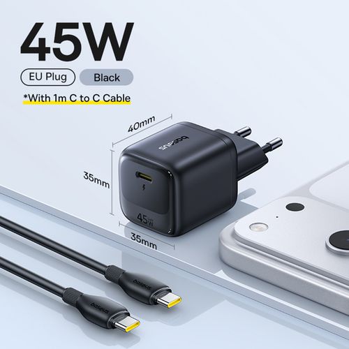 베이스어스 45W GaN 충전기 아이폰 17 16 15 14 13 Pro Max USB C 충전기 PD QC PPS 고속 충전 노트북용