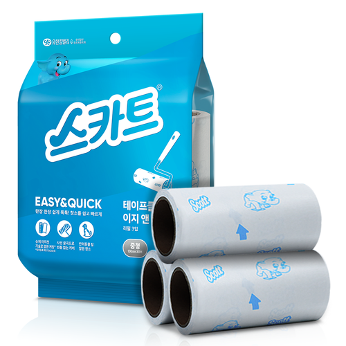 유한킴벌리 스카트 테이프클리너 이지앤퀵 리필 3입, 1개, 중형
